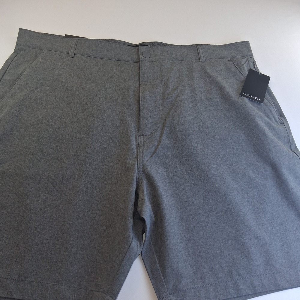 Iron Eagle Mens Shorts 42 Golf Gray Lightweight Wicking Flat Front Grey